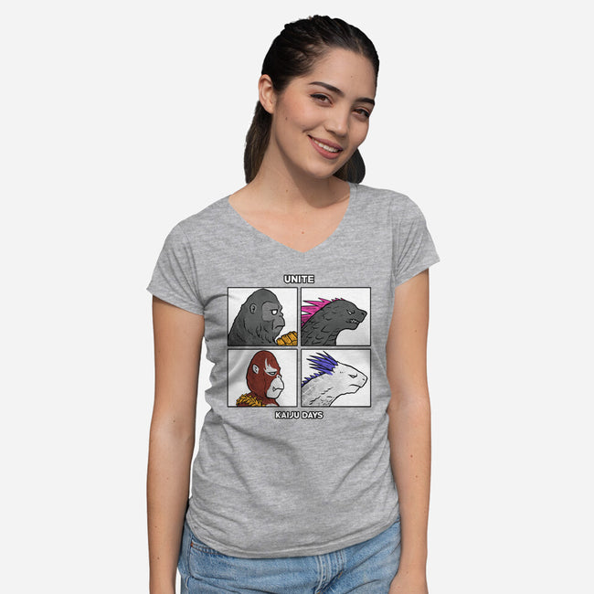 Kaiju Days-Womens-V-Neck-Tee-spoilerinc