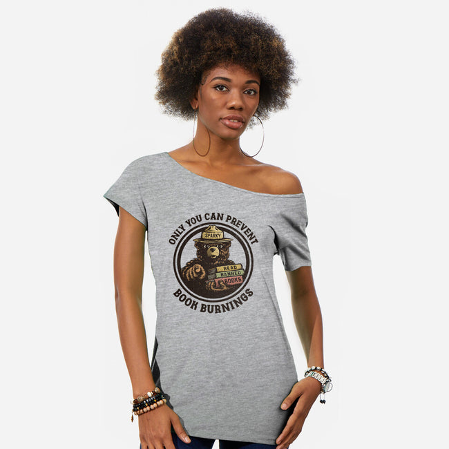 Only You Can Prevent Book Burnings-Womens-Off Shoulder-Tee-kg07