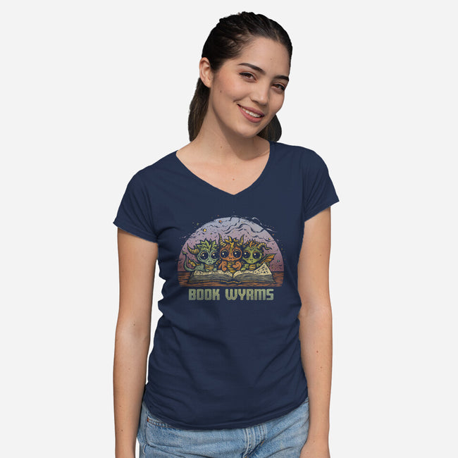 Book Wyrms-Womens-V-Neck-Tee-kg07