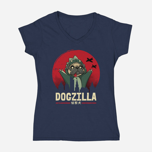 Dogzilla-Womens-V-Neck-Tee-retrodivision