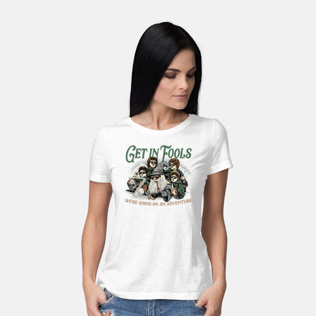 Get In Fools-Womens-Basic-Tee-momma_gorilla