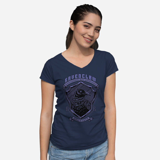 Violet Crow Emblem-Womens-V-Neck-Tee-Astrobot Invention