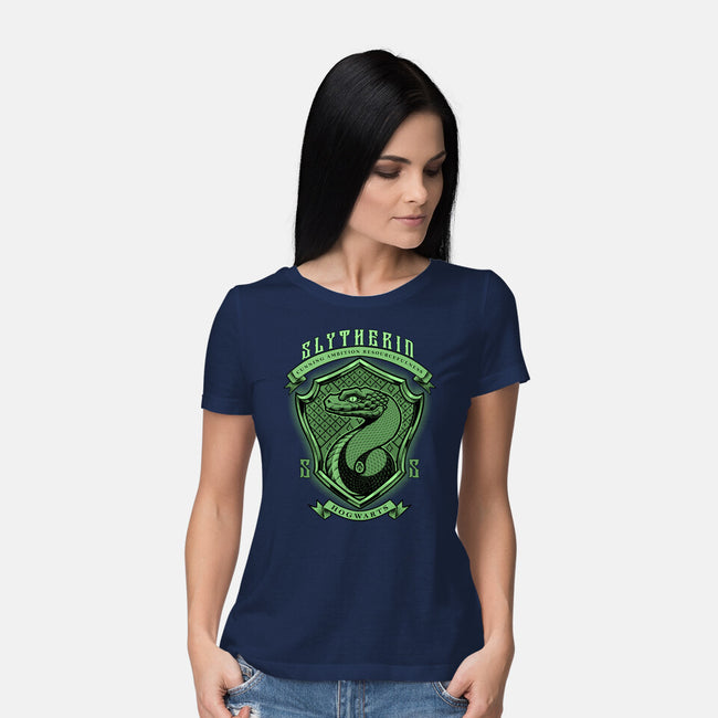 Green Snake Emblem-Womens-Basic-Tee-Astrobot Invention