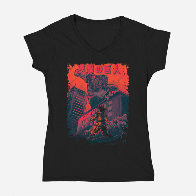 Attack On Titan-Womens-V-Neck-Tee-Gleydson Barboza