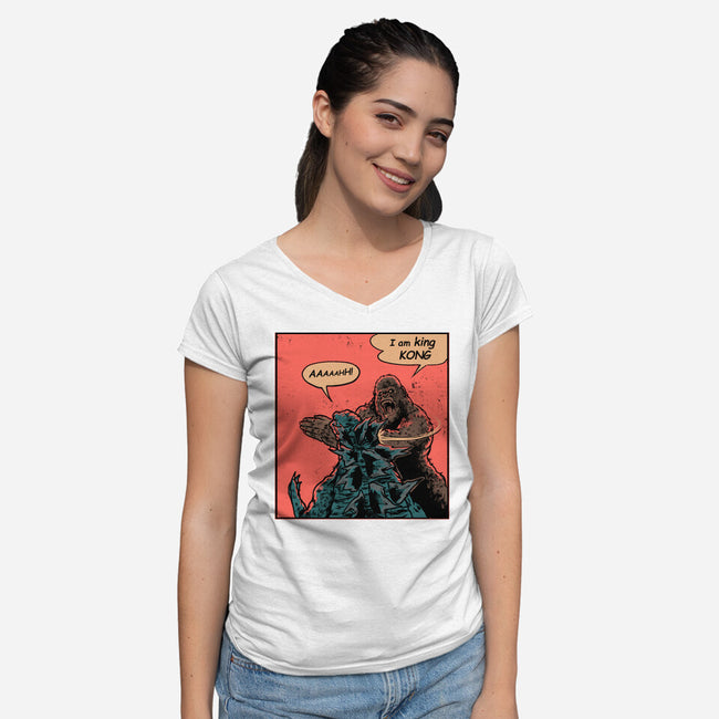 King Of Skull Island-Womens-V-Neck-Tee-Gleydson Barboza