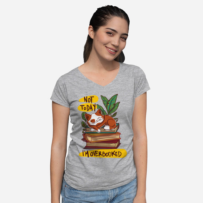 Overbooked-Womens-V-Neck-Tee-kharmazero