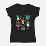 Happy Plants Kawaii-Womens-V-Neck-Tee-tobefonseca