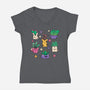 Happy Plants Kawaii-Womens-V-Neck-Tee-tobefonseca