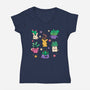 Happy Plants Kawaii-Womens-V-Neck-Tee-tobefonseca