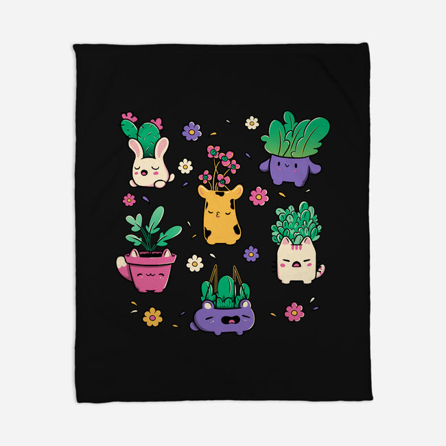 Happy Plants Kawaii-None-Fleece-Blanket-tobefonseca