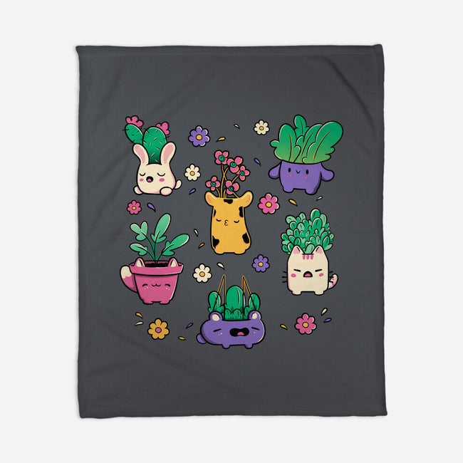 Happy Plants Kawaii-None-Fleece-Blanket-tobefonseca