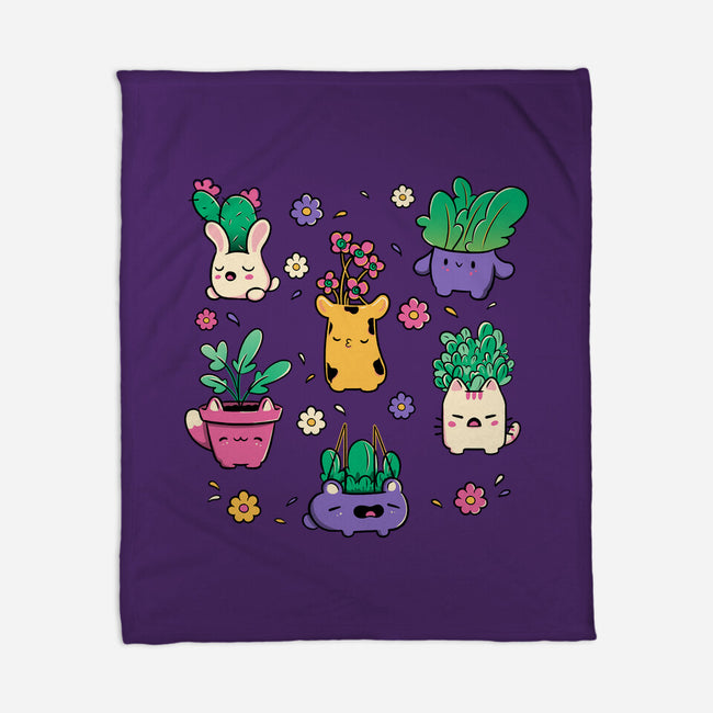 Happy Plants Kawaii-None-Fleece-Blanket-tobefonseca