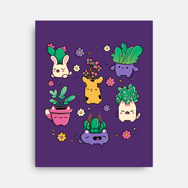 Happy Plants Kawaii-None-Stretched-Canvas-tobefonseca