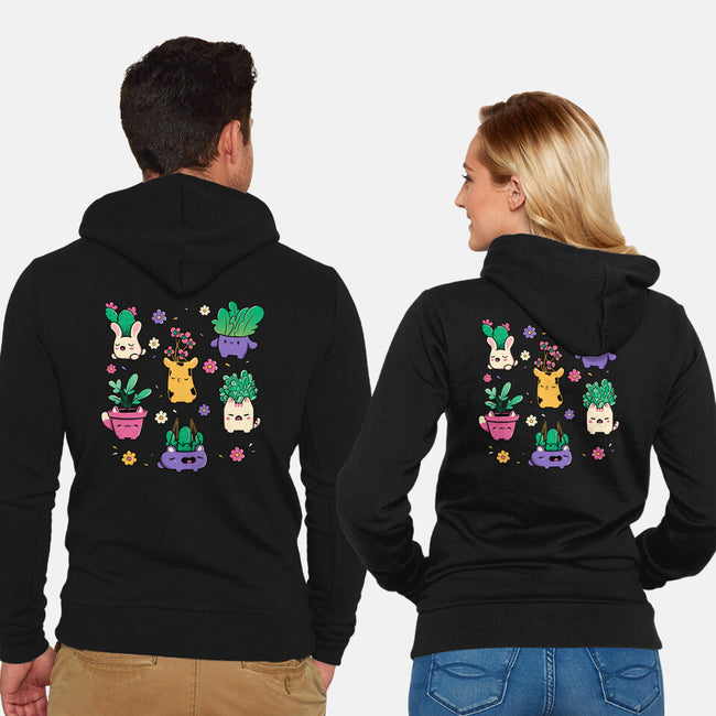 Happy Plants Kawaii-Unisex-Zip-Up-Sweatshirt-tobefonseca