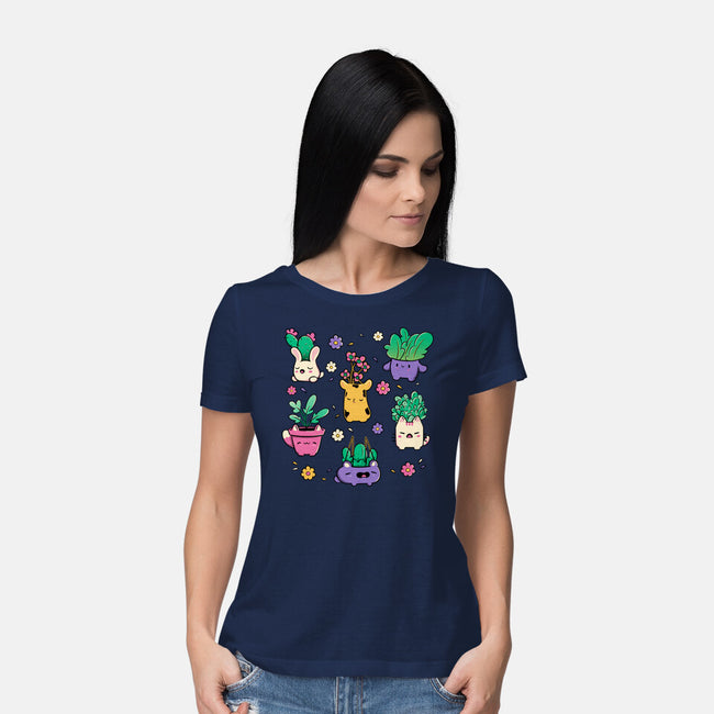 Happy Plants Kawaii-Womens-Basic-Tee-tobefonseca