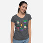 Happy Plants Kawaii-Womens-V-Neck-Tee-tobefonseca