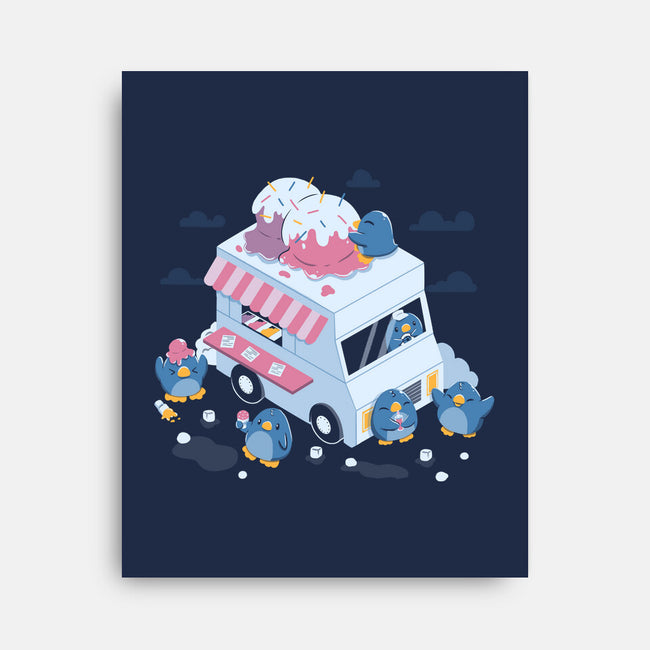 Frozen Truck Kawaii Penguins-None-Stretched-Canvas-tobefonseca