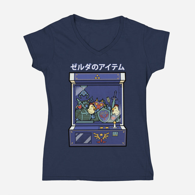 Hylians Crane-Womens-V-Neck-Tee-Astrobot Invention