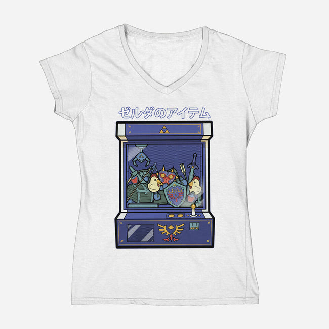 Hylians Crane-Womens-V-Neck-Tee-Astrobot Invention