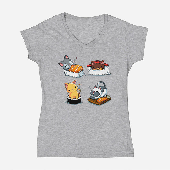 KittenSushi-Womens-V-Neck-Tee-Vallina84