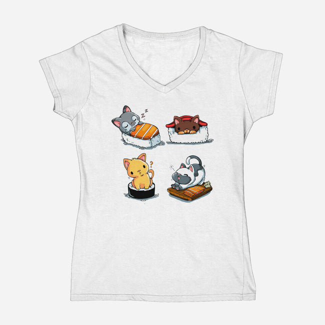 KittenSushi-Womens-V-Neck-Tee-Vallina84