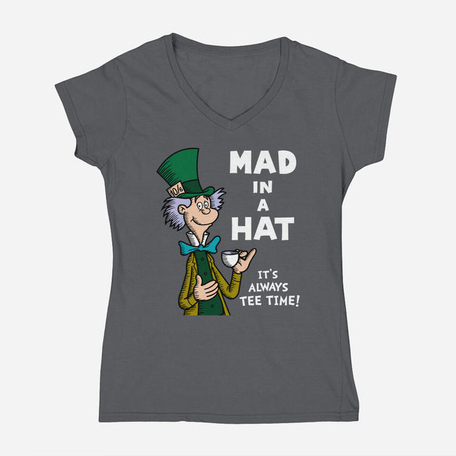 Mad In A Hat-Womens-V-Neck-Tee-Raffiti