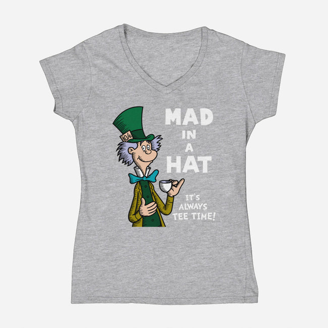 Mad In A Hat-Womens-V-Neck-Tee-Raffiti