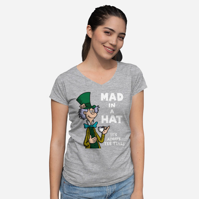 Mad In A Hat-Womens-V-Neck-Tee-Raffiti