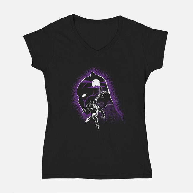 Black Panther-Womens-V-Neck-Tee-Xentee