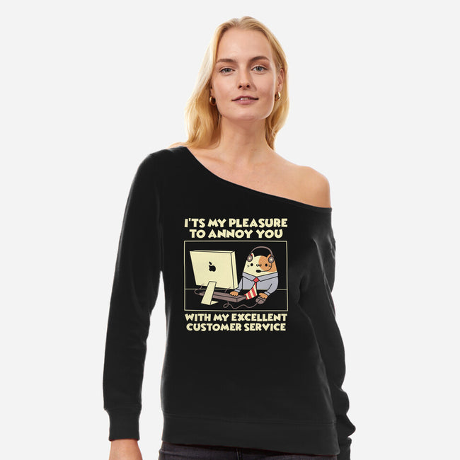 Customer Service-Womens-Off Shoulder-Sweatshirt-Xentee