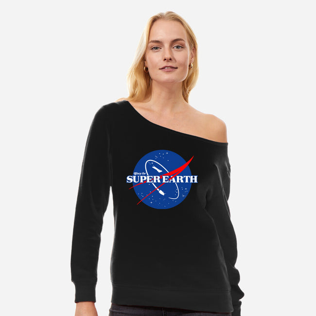 Glory For Super Earth-Womens-Off Shoulder-Sweatshirt-rocketman_art