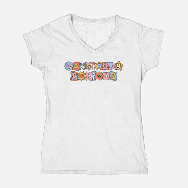 Constantly Anxious-Womens-V-Neck-Tee-eduely