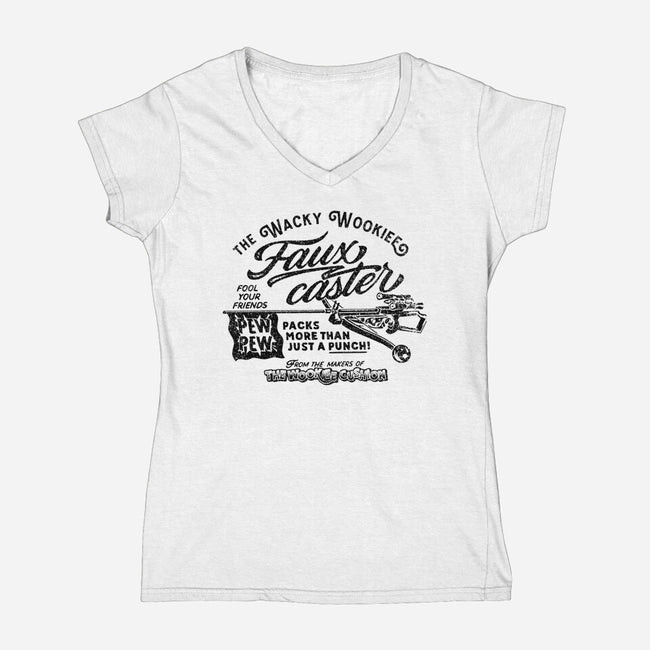 Fauxcaster-Womens-V-Neck-Tee-Wheels