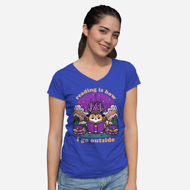 Magical Journey Cat-Womens-V-Neck-Tee-Studio Mootant