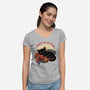 Lazy Gamer Cat-Womens-V-Neck-Tee-Studio Mootant