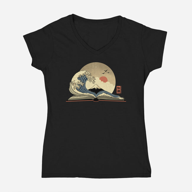 The Great Wave Of Knowledge-Womens-V-Neck-Tee-retrodivision