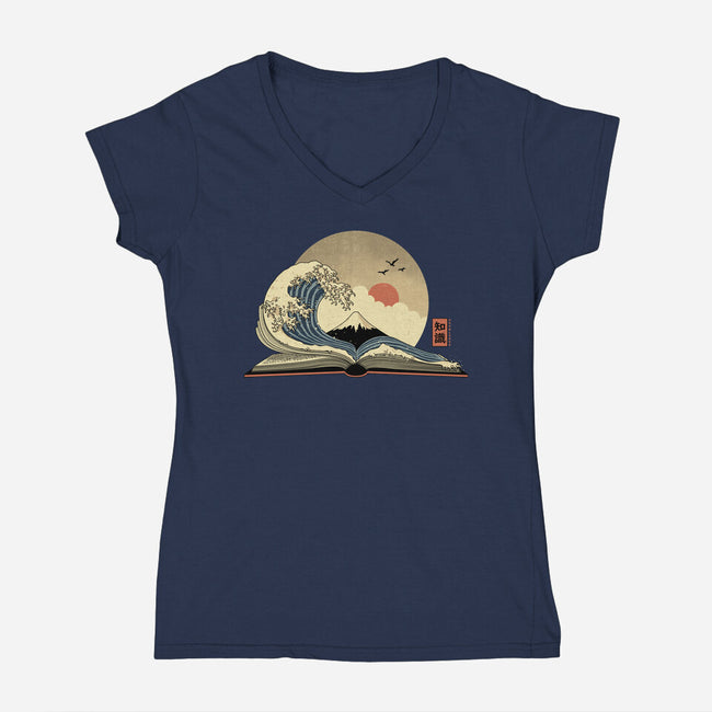 The Great Wave Of Knowledge-Womens-V-Neck-Tee-retrodivision