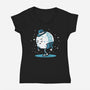 Moonwalking-Womens-V-Neck-Tee-demonigote