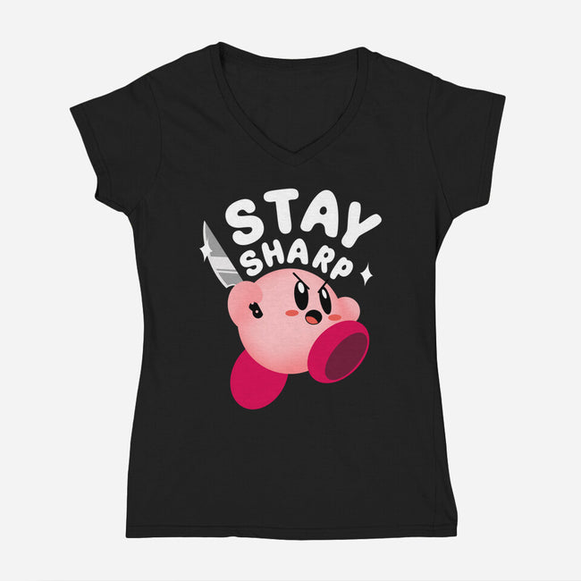 Kirby Stay Sharp-Womens-V-Neck-Tee-Tri haryadi