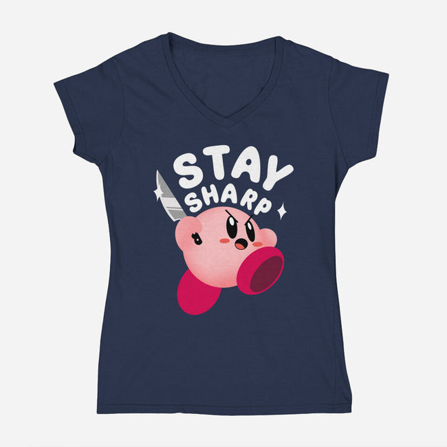 Kirby Stay Sharp-Womens-V-Neck-Tee-Tri haryadi