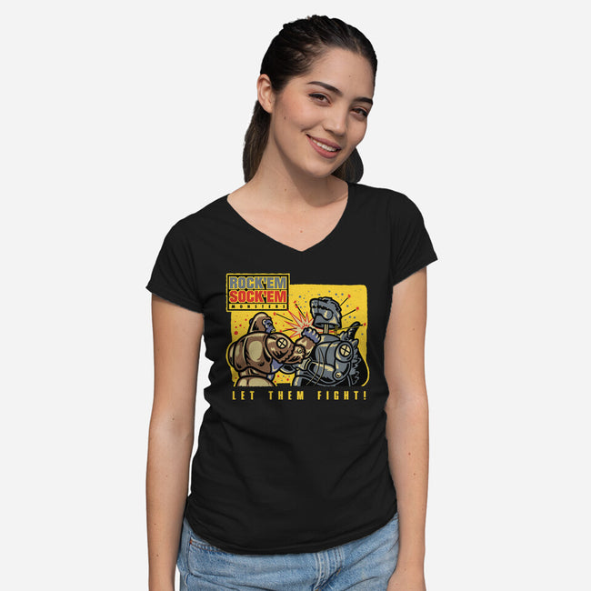 Let Em Fight-Womens-V-Neck-Tee-demonigote