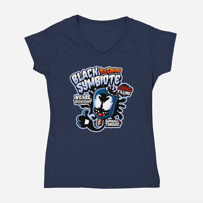 Black Symbiote Ice Cream-Womens-V-Neck-Tee-demonigote