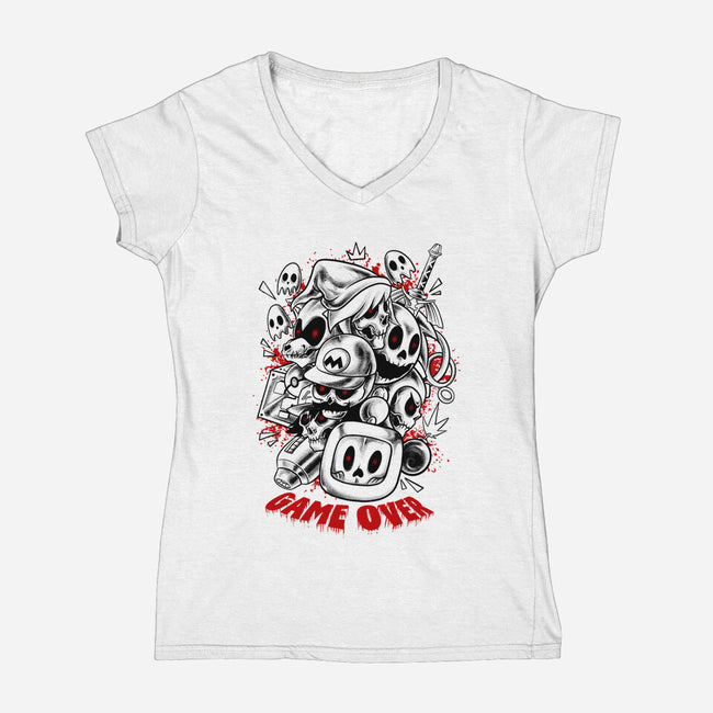 Sorry Game Over-Womens-V-Neck-Tee-spoilerinc