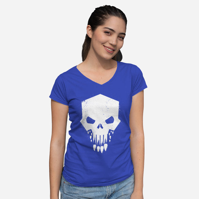 Helldivers Punisher-Womens-V-Neck-Tee-rocketman_art