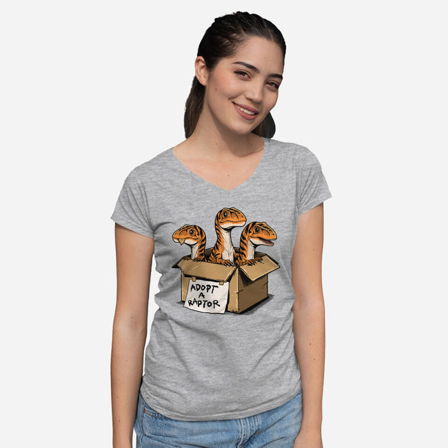 Prehistoric Adoption-Womens-V-Neck-Tee-GoshWow