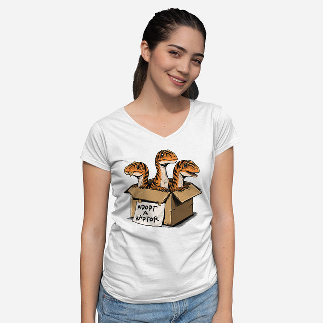 Prehistoric Adoption-Womens-V-Neck-Tee-GoshWow