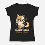 Feline Fine-Womens-V-Neck-Tee-koalastudio