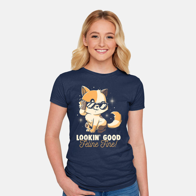 Feline Fine-Womens-Fitted-Tee-koalastudio