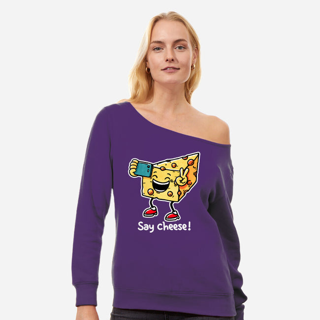 Say Cheese-Womens-Off Shoulder-Sweatshirt-fanfreak1