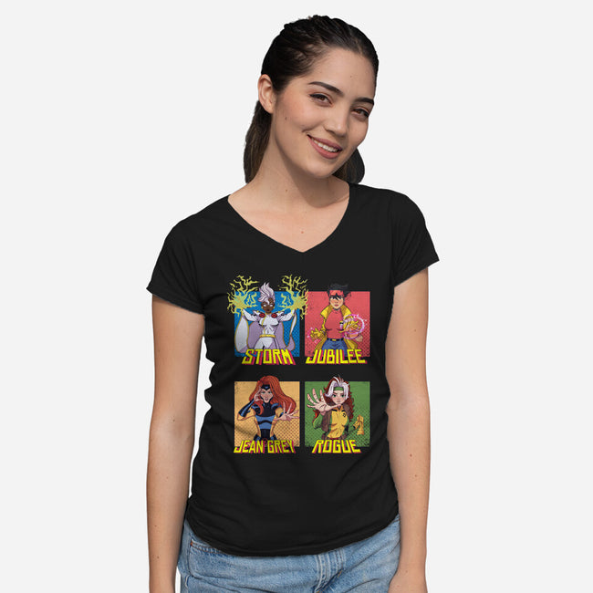 X-men 97 Girls-Womens-V-Neck-Tee-jacnicolauart